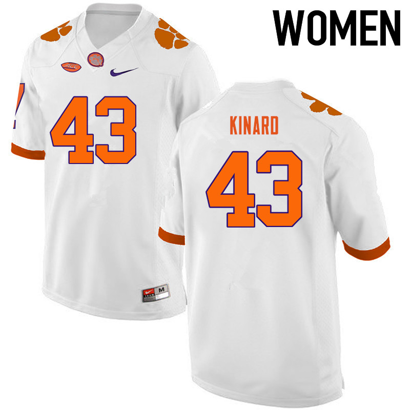Women Clemson Tigers #43 Terry Kinard College Football Jerseys-White - Click Image to Close